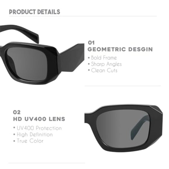 Trendy Rectangle Sunglasses Retro Y2K Chic UV400 Protection Unisex main image 3